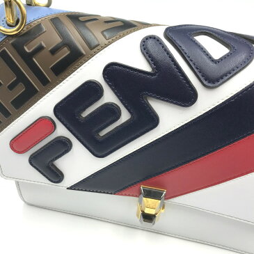 FENDI フェンディ 8BT283 ハンドバッグ ショルダーバッグ KAN I キャナイ ズッカ ロゴ フィラ FILAコラボ 2wayバッグ レザー ホワイト レディース【中古】