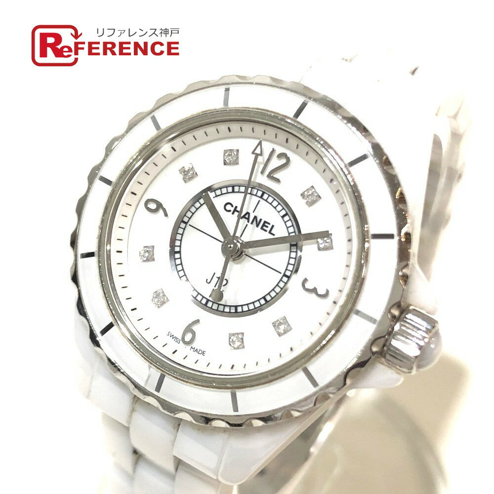 CHANEL シャネル H2570 レディース腕時計 J12 ピンクラインガラス 8Pダイヤモンド 腕時計 ホワイトセラミック ホワイト レディース【中古】