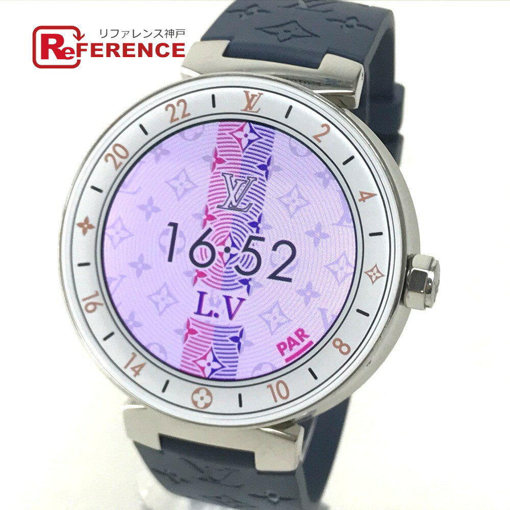 LOUIS VUITTON ルイヴィトン QA000Z モノグラム タンブール ホライゾン スマートウォッチ 腕時計 SS / ラバーベルト メンズ シルバー×ネイビー 【中古】のサムネイル
