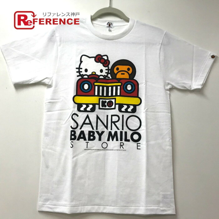 A BATHING APE アベイシングエイプ SANRIO STORE 限定 BAPE(ベイプ) マイロ×キティ CAR(車) サンリオコラボ 半袖Tシャツ コットン ユニセックス ホワイト 未使用 【中古】