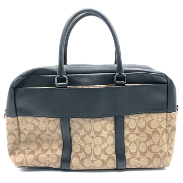 COACH コーチ F78724 シグネチャー 2WAY ショルダーバッグ ビジネスバッグ PVC×レザー ユニセックス ベージュ系×ブラック 【中古】