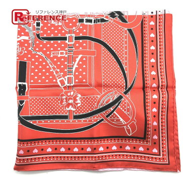 HERMES エルメス Grand Manege Bandana Love カレ70 グランマネージュ バンダナ ラブ アパレル ファッション小物 スカーフ シルク レディース ルージュ×ローズ×ブラック ピンク×レッド 未使用 【中古】