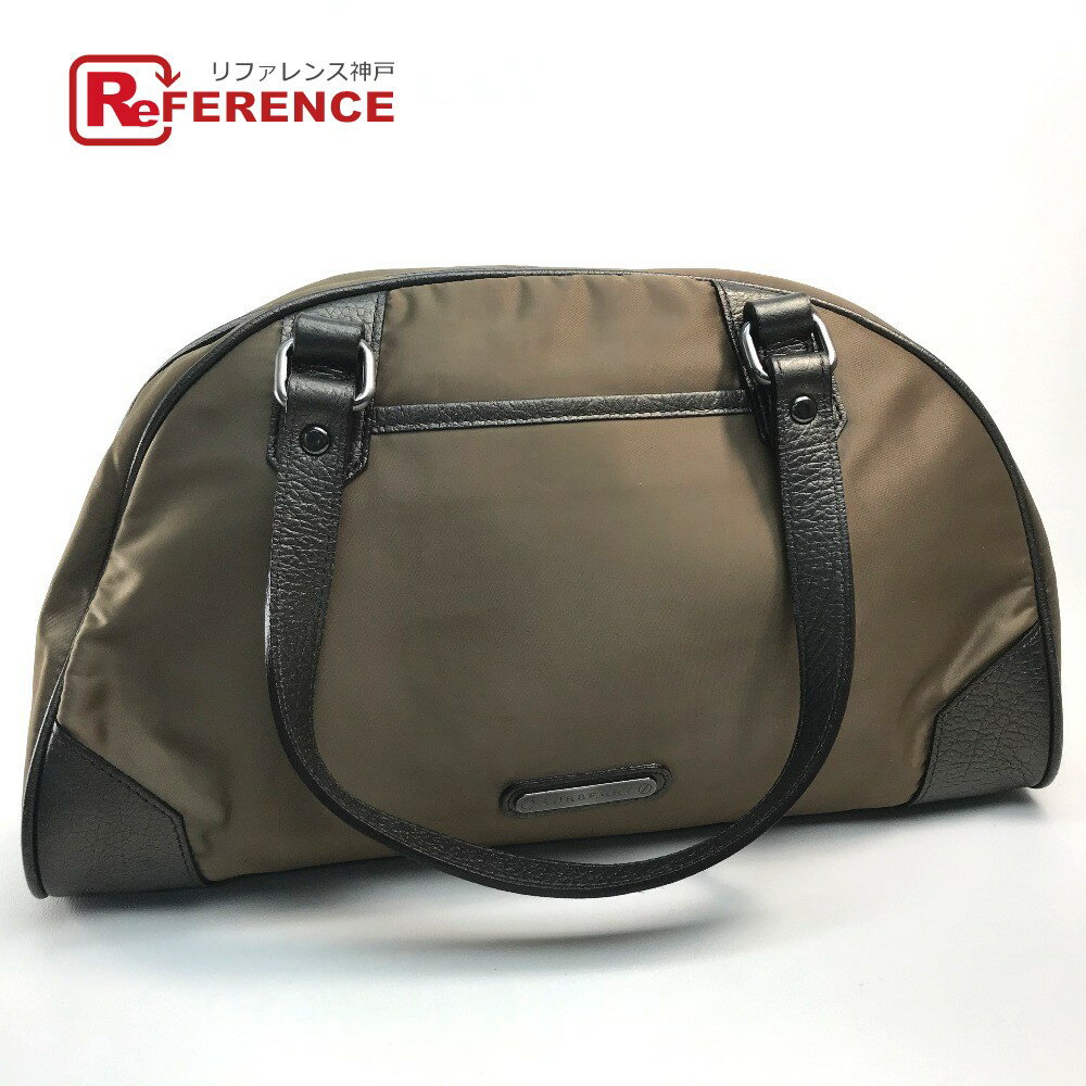 BURBERRY バーバリー ハンドバッグ ボストンバッグ ナイロン / レザー レディース ブロンズ×ブラウン 【中古】