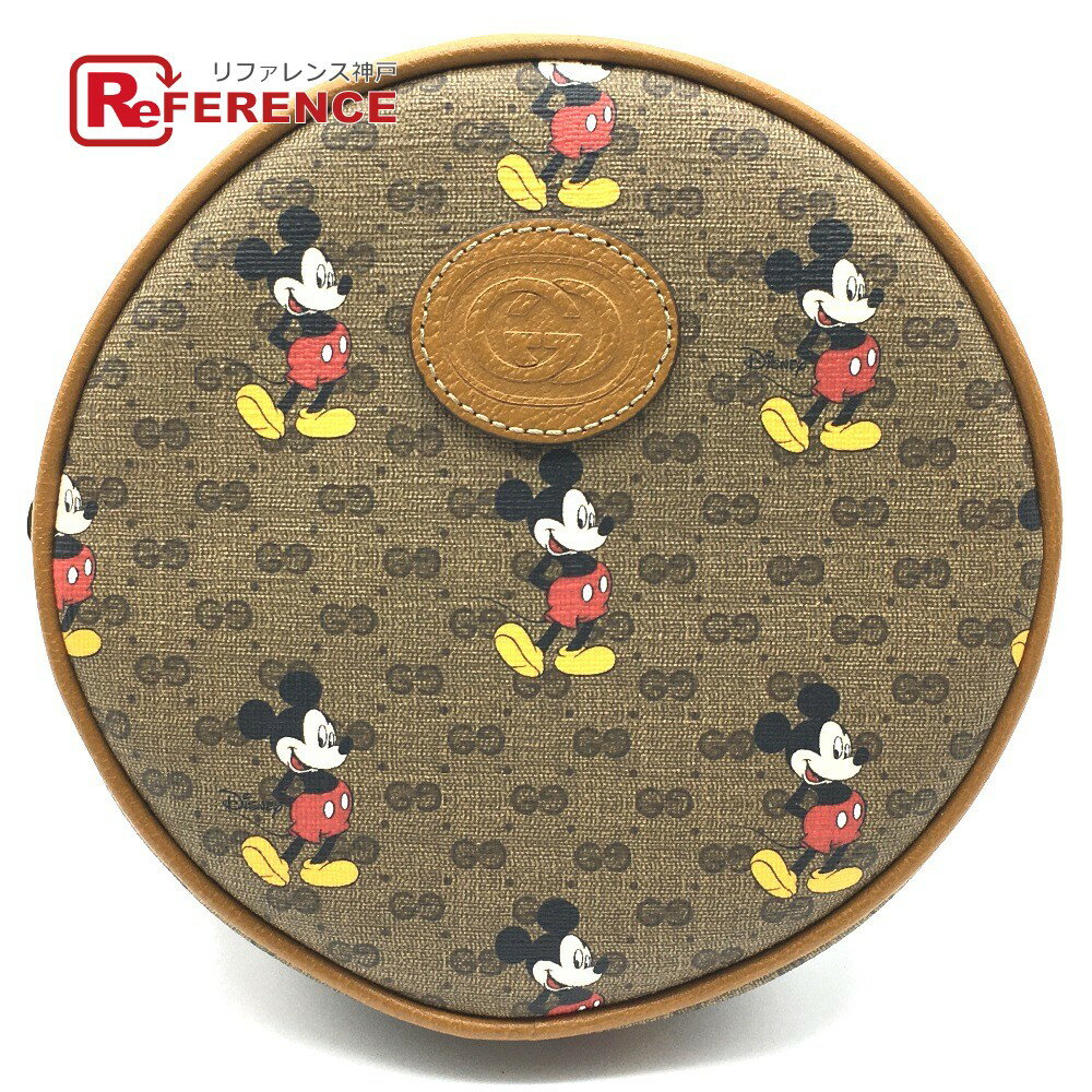 GUCCI グッチ 603730 エボニー ミニGGスプリーム GUCCI×DISNEY コラボ ミッキープリント バックパック リュックサック PVC/レザー レディース ライトブラウン ベージュ系 未使用 【中古】