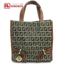 FENDI フェンディ 8BH170 FFロゴチャーム ズッカ FF柄 ハンドバッグ トートバッグ キャンバス×レザー レディース ベージュ ベージュ×ブラウン 【中古】