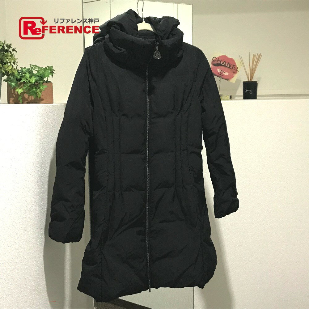 MONCLER モンクレール フード付 RENNE レンヌ ロングコート ダウンジャケット レディース ブラック 【中古】