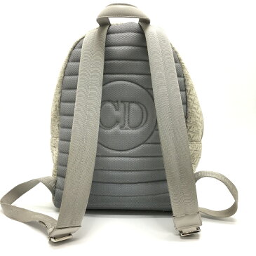 DIOR HOMME ディオール・オム ジャカード オブリーク リュック・デイパック キャンバス×レザー メンズ ホワイト 【中古】