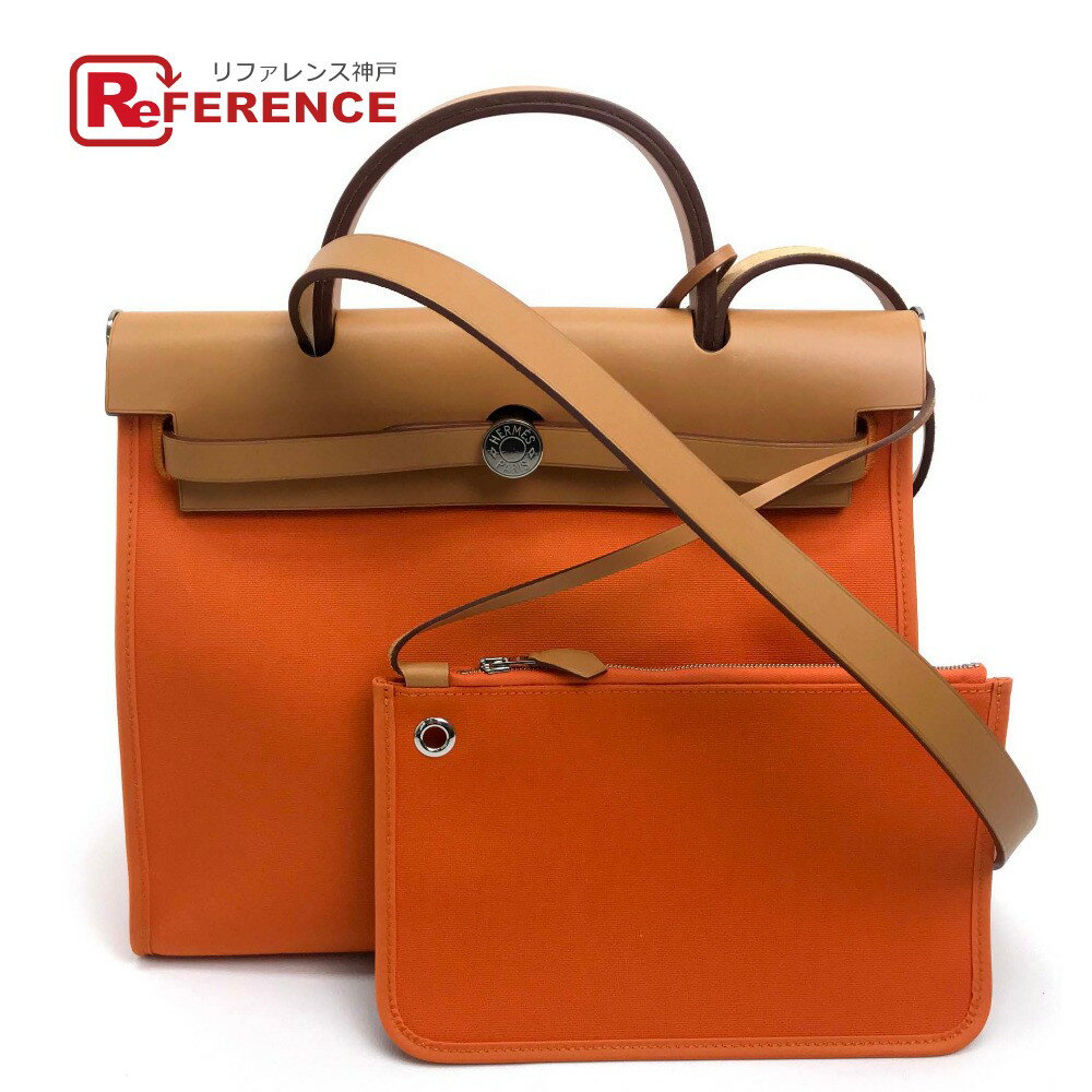 HERMES エルメス ポーチ付き エールバッグジップPM ハンドバッグ 2WAY ショルダーバッグ キャンバス×レザー レディース オレンジ 【中古】のサムネイル