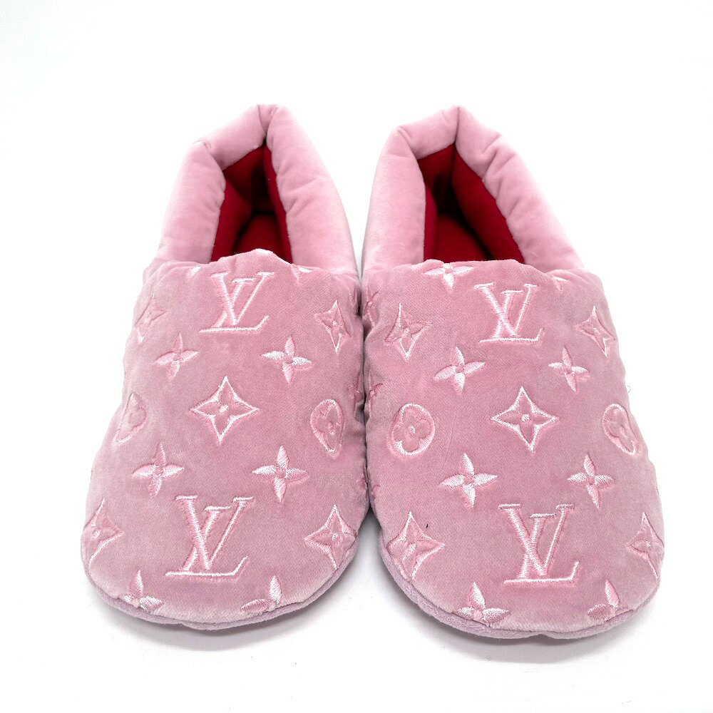 LOUIS VUITTON ルイヴィトン 1A4MA6 ドリーミーラインローファー ベルベット ルームシューズ サンダル カシミヤ レディース ローズ ピンク 未使用 【中古】