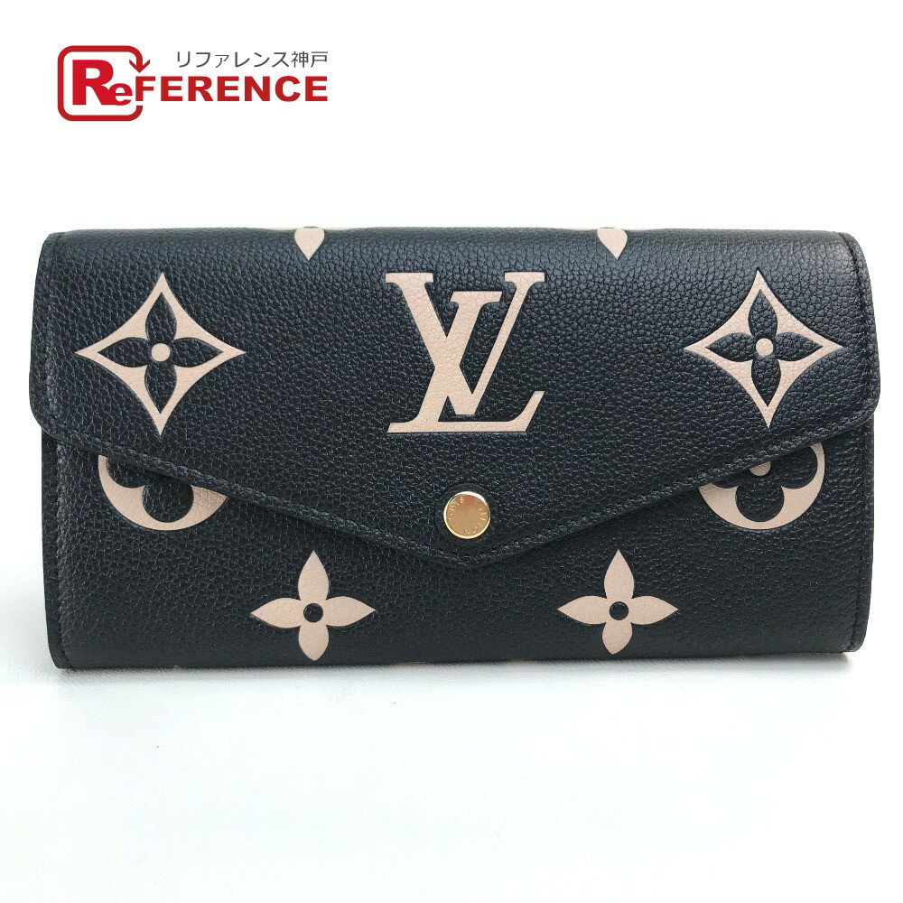 LOUIS VUITTON ルイヴィトン M80496 モノグラムアンプラント ポルトフォイユサラ バイカラー 長財布（小銭入れあり） モノグラムアンプラントレザー レディース ブラック×ベージュ 新品同様 【中古】