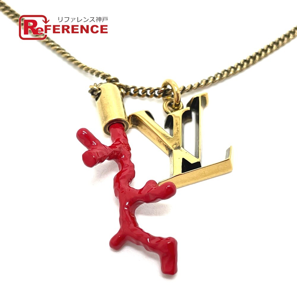 LOUIS VUITTON ルイヴィトン M68903 サンゴモチーフ LVイニシャル コーラル ペンダント ネックレス GP ..