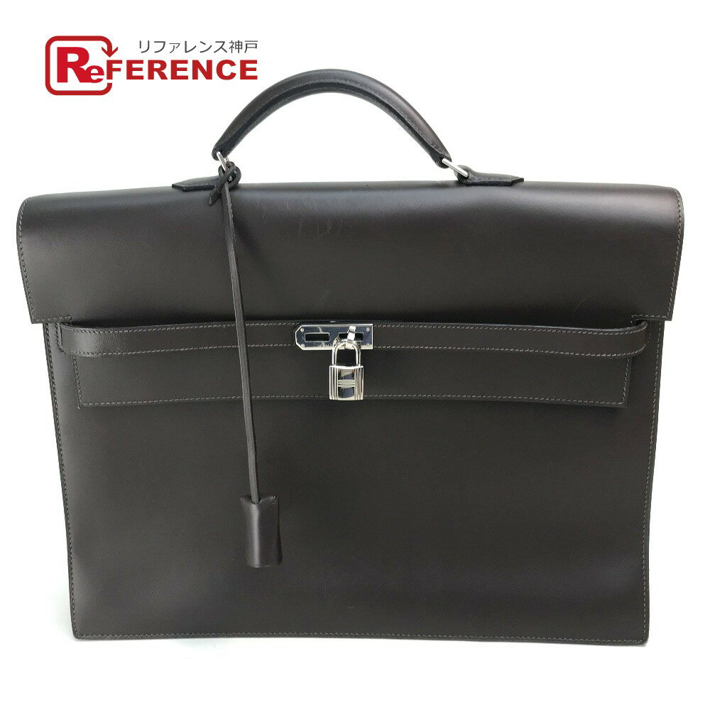 HERMES エルメス ケリーデペッシュ38 ビジネスバッグ ブリーフケース ボックスカーフ メンズ ショコラ ダークブラウン×シルバー金具 【中古】のサムネイル