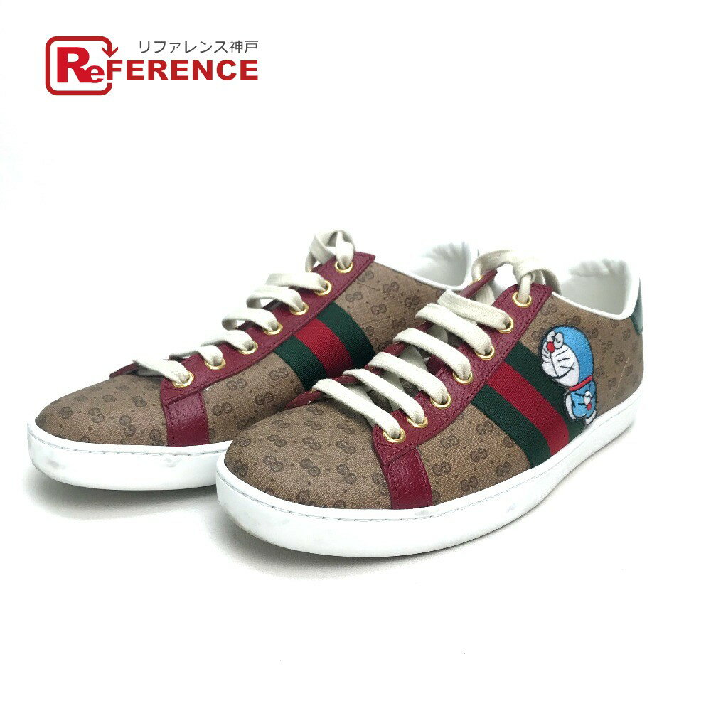 GUCCI グッチ 655034 シェリー ドラえもん Ace Sneaker スニーカー キャンバス/レザー レディース ブラウン/マルチカラー 【中古】