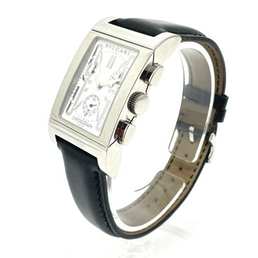 BVLGARI ブルガリ RTC49S レッタンゴロ デイト クロノグラフ クオーツ 腕時計 SS/ラバー メンズ ブラック×シルバー 【中古】