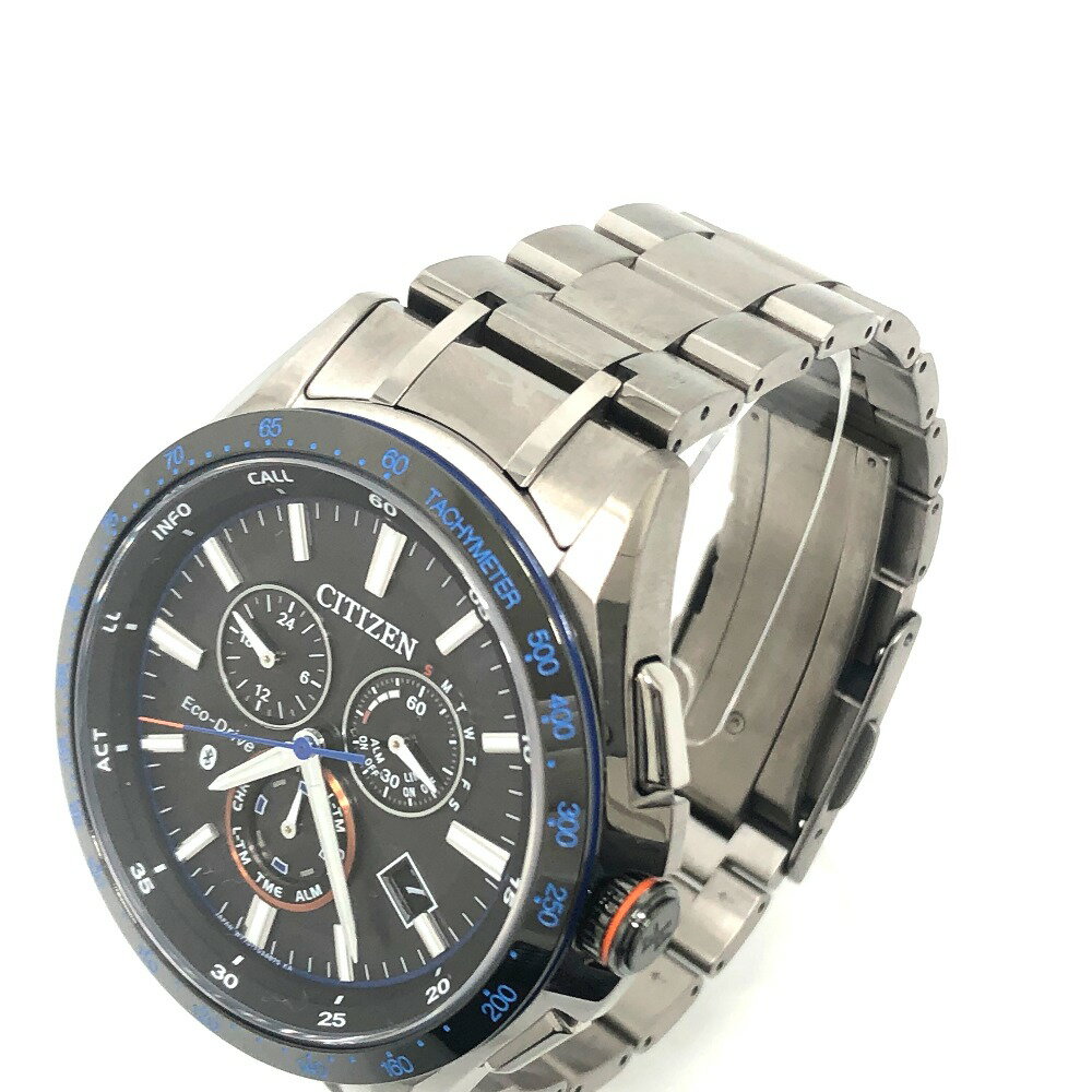 CITIZEN シチズン W770-T023037 エコドライブ Bluetooth デイト クロノグラフ 腕時計 チタン メンズ シルバー シルバー 【中古】
