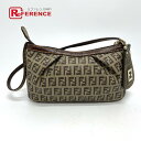 FENDI フェンディ 8BR566 ズッキーノ ズッカ ポーチ アクセサリーポーチ レザー/PVC レディース ベージュ 【中古】