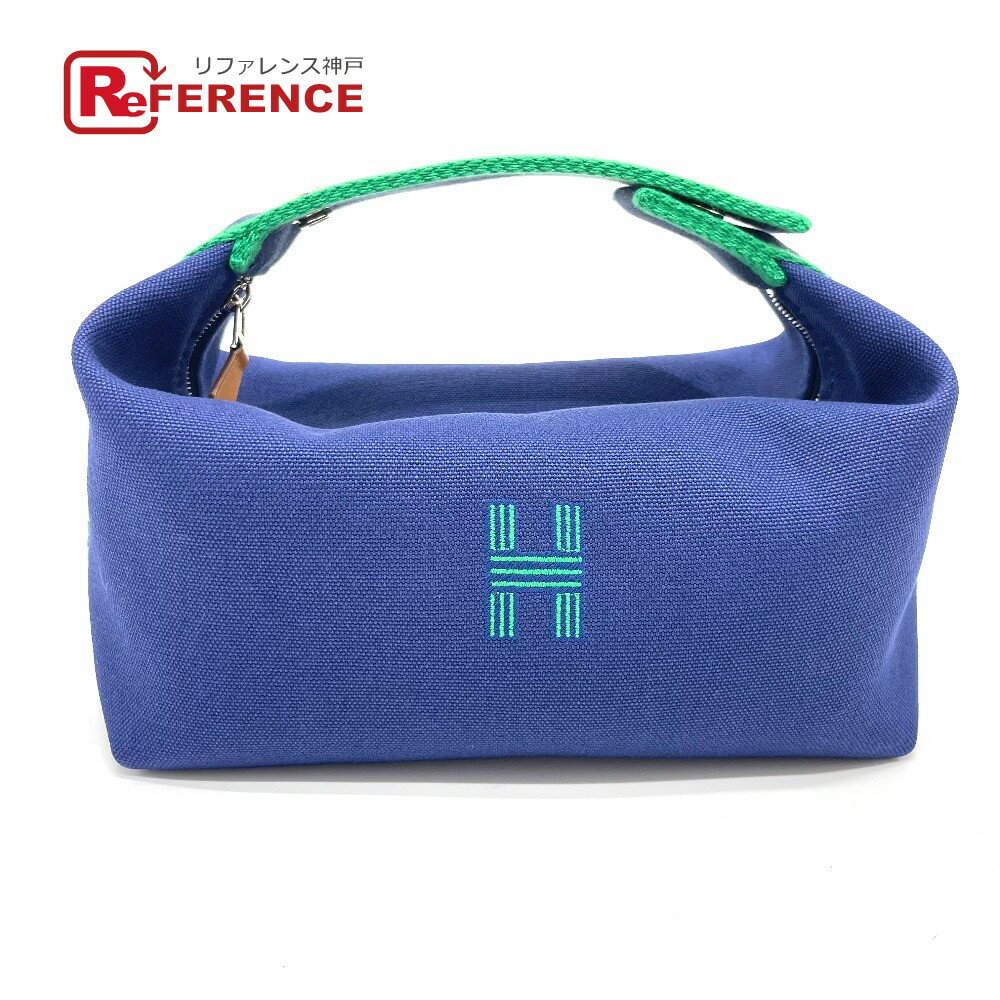 HERMES エルメス ロゴ ブリッドアブラックPM ポーチ ハンドバッグ コットンキャンバス レディース ブルー 未使用 【中古】のサムネイル
