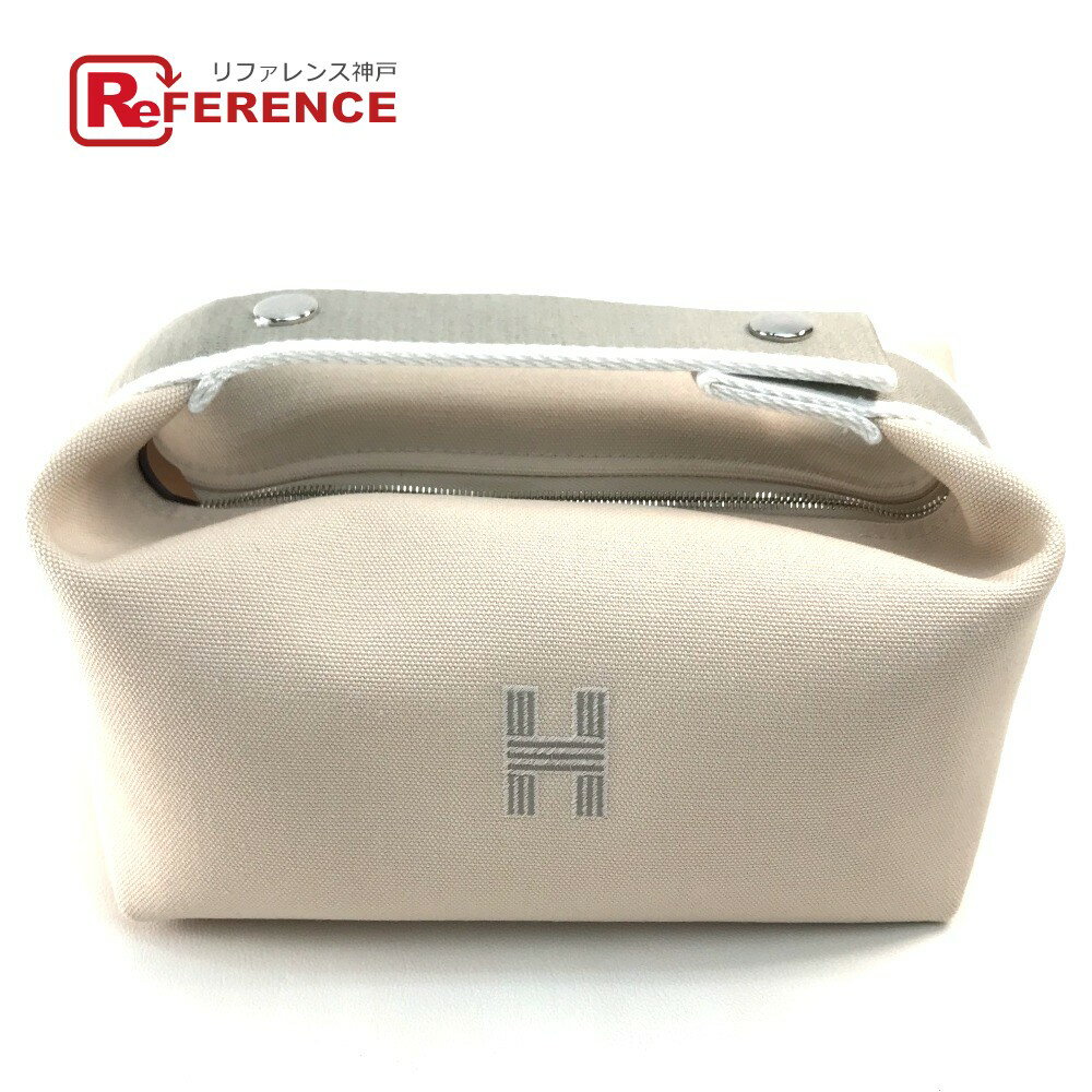 HERMES エルメス ロゴ ブリッドアブラックPM ポーチ ハンドバッグ バニティバッグ コットンキャンバス レディース アイボリー 未使用 【中古】のサムネイル