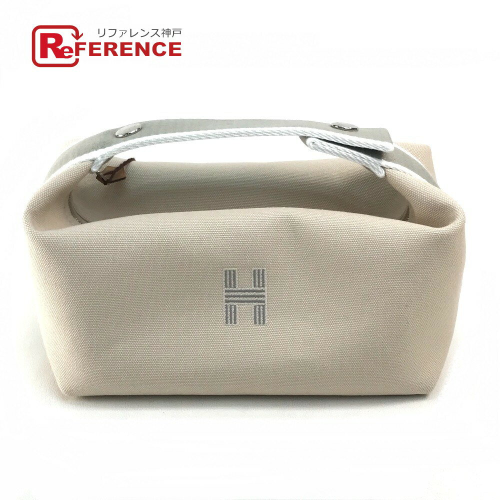 HERMES エルメス ロゴ ブリッドアブラックPM バニティポーチ ハンドバッグ コットンキャンバス レディース アイボリーベージュ系 新品同様 【中古】のサムネイル