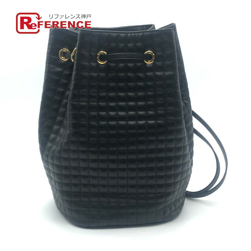 CELINE セリーヌ 188373BFI スモール Cチャーム 巾着 リュック・デイパック レザー レディース ブラック ブラック×ゴールド金具 未使用 【中古】
