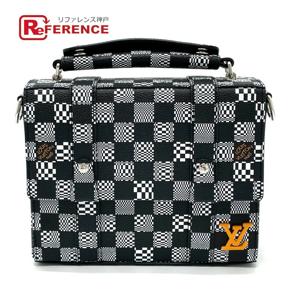 LOUIS VUITTON ルイヴィトン N50032 ダミエ ディストーテッド フラップ・ソフトトランク 2WAY ハンドバッグ キャンバス メンズ ブラック×ホワイト 新品同様 【中古】のサムネイル