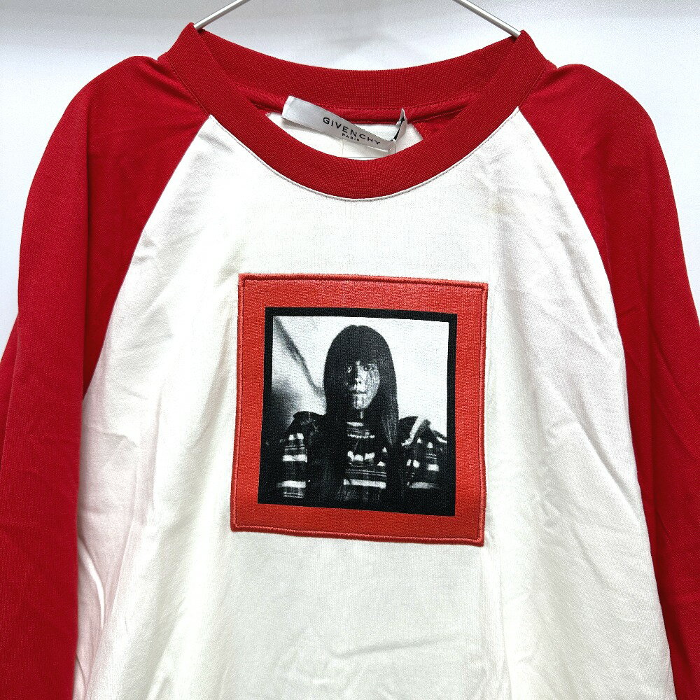 GIVENCHY ジバンシィ 17W7269651 プリント 刺繍 オーバーサイズ アパレル ロンT シャツワンピ 長袖シャツ コットン ユニセックス ホワイト レッド×ホワイト 【中古】