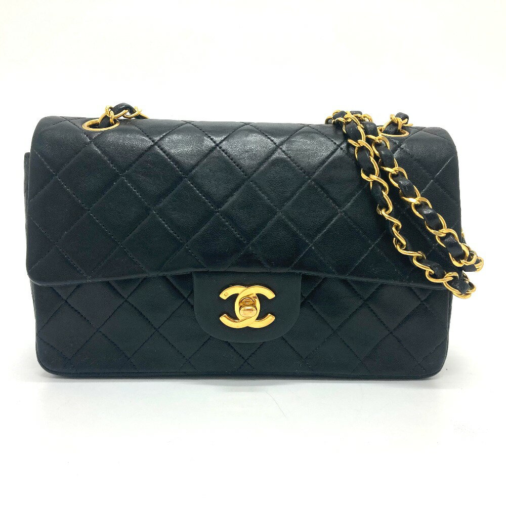 CHANEL シャネル Wフラップ マトラッセ23 Wチェーンショルダー ショルダーバッグ ラムスキン レディース ブラック 【中古】