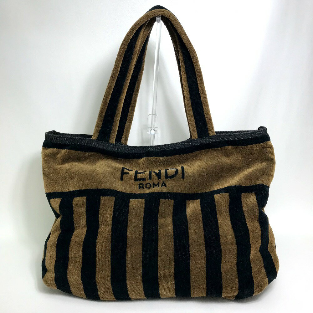 FENDI フェンディ FXH016 ペカン柄 タオルケット ブランケット ブランケット オールシーズン タオル コットン ユニセックス ブラウン/ブラック 未使用 【中古】