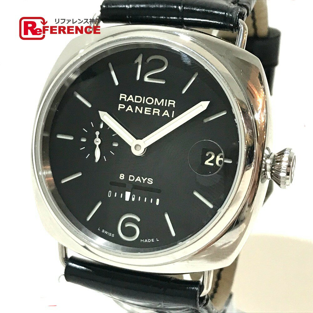 PANERAI パネライ PAM00268 8デイズ ラジオミール 手巻き デイト 腕時計 SS /レザーベルト メンズ シルバー 【中古】