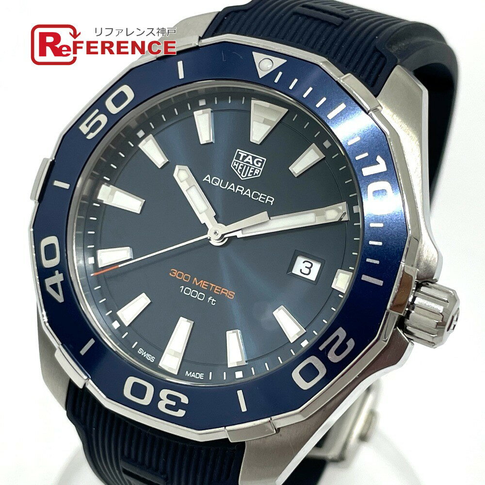 TAG HEUER タグホイヤー WAY101C デイト アクアレーサー クオーツ 腕時計 SS /ラバーベルト メンズ シルバー 【中古】