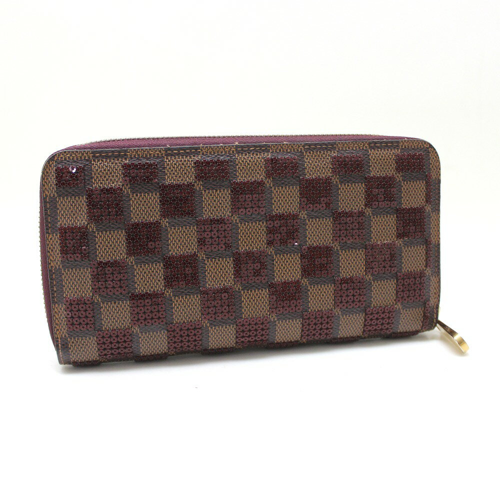 LOUIS VUITTON ルイヴィトン N63174 ダミエ・パイエット ジッピー・ウォレット ラウンドファスナー長財布 2013年プレフォールコレクション 長財布 ダミエキャンバス /スパンコール レディース ルージュ 【中古】