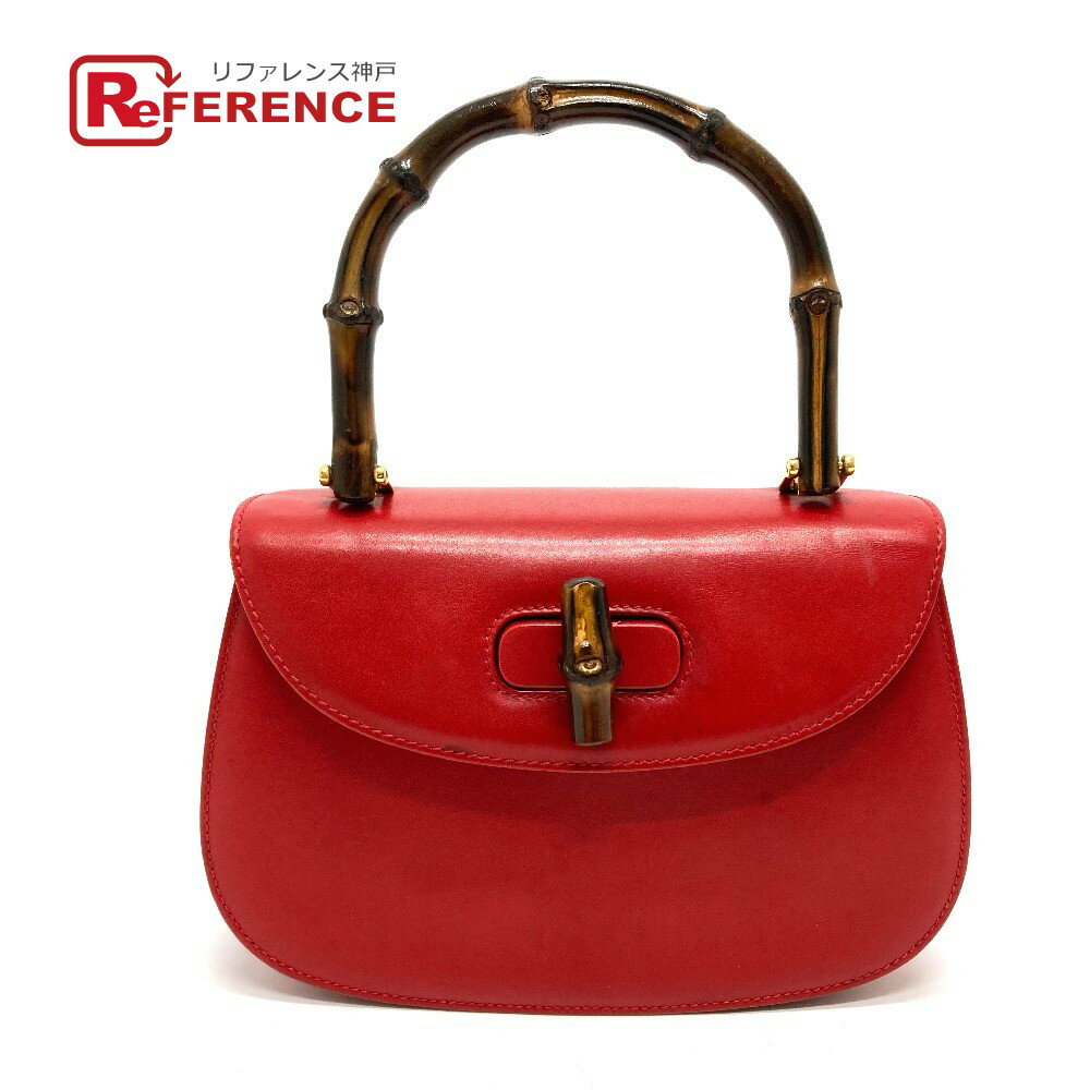 GUCCI グッチ 000.46.0188 ターンロック バンブー トップハンドル ハンドバッグ レザー レディース レッド 【中古】のサムネイル
