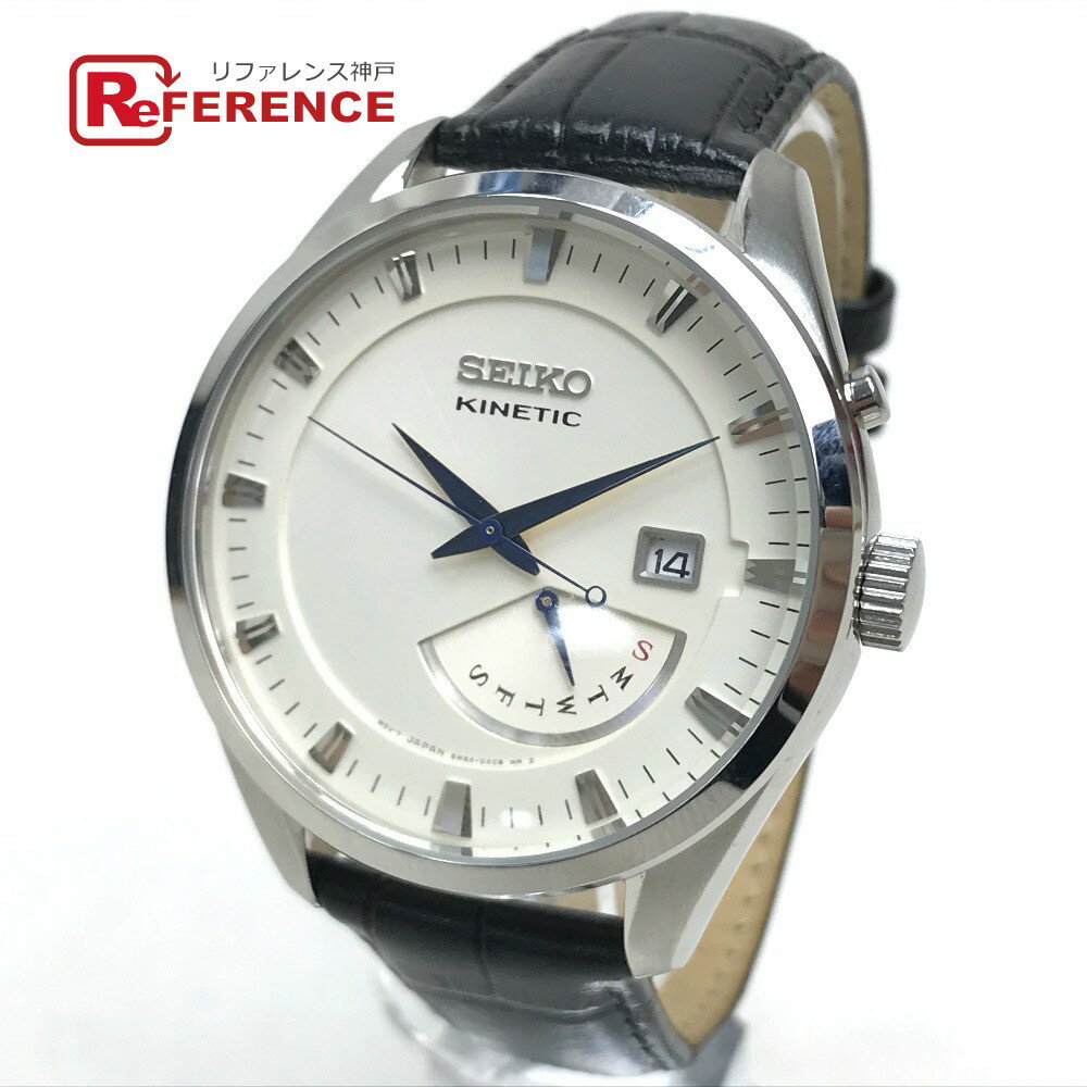 SEIKO セイコー 5M84-0AB0 キネティック デイデイト 腕時計 SS /レザーベルト メンズ シルバー シルバー 【中古】