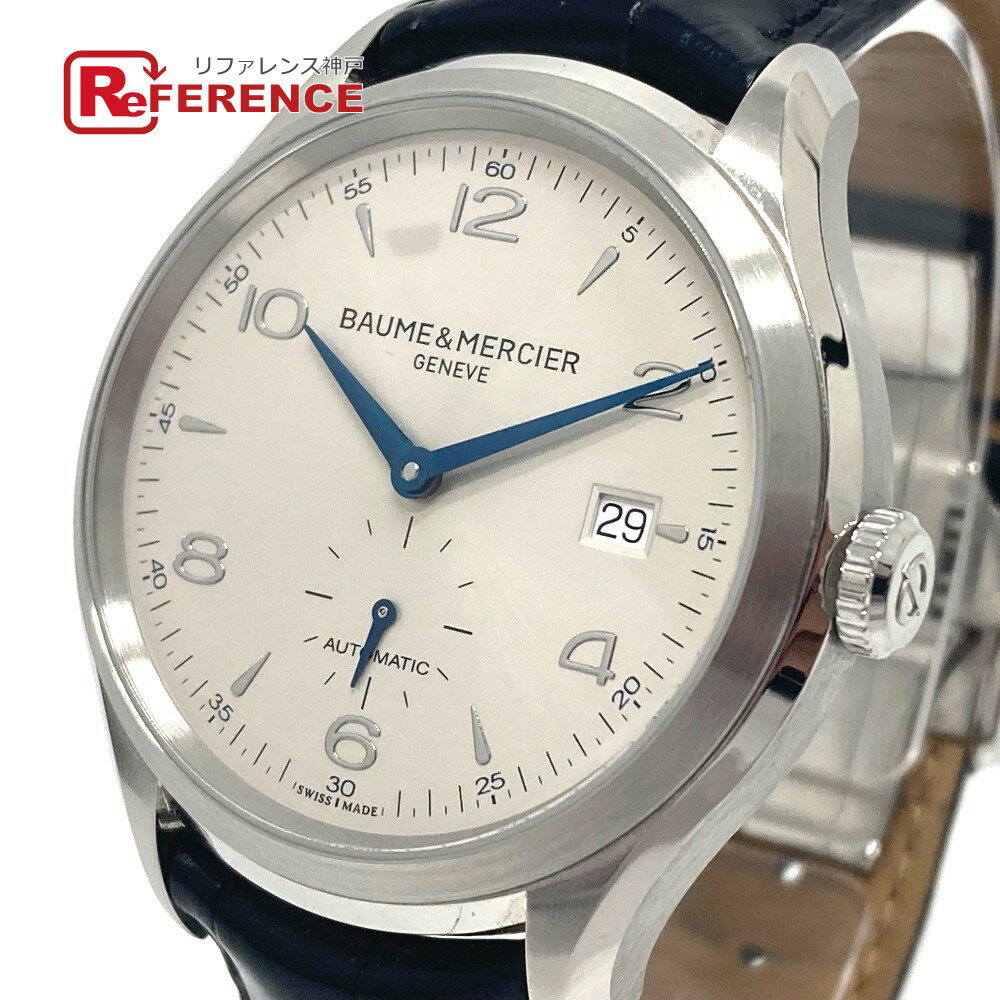 Baume & Mercier ボーム＆メルシエ M0A10052 クリフトン スモセコ 自動巻き デイト 腕時計 SS /レザーベルト メンズ シルバー 【中古】