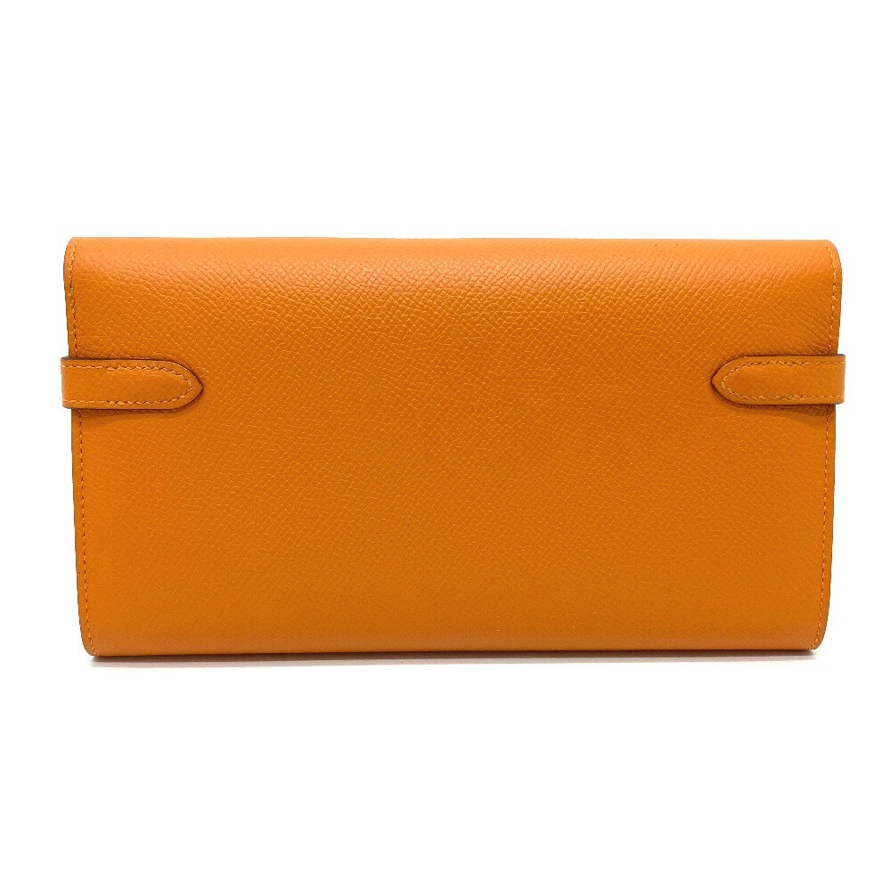HERMES エルメス ケリーウォレット ロング バイカラー 2つ折り プレゼント 長財布 エプソン レディース オレンジ×ピンク 【中古】