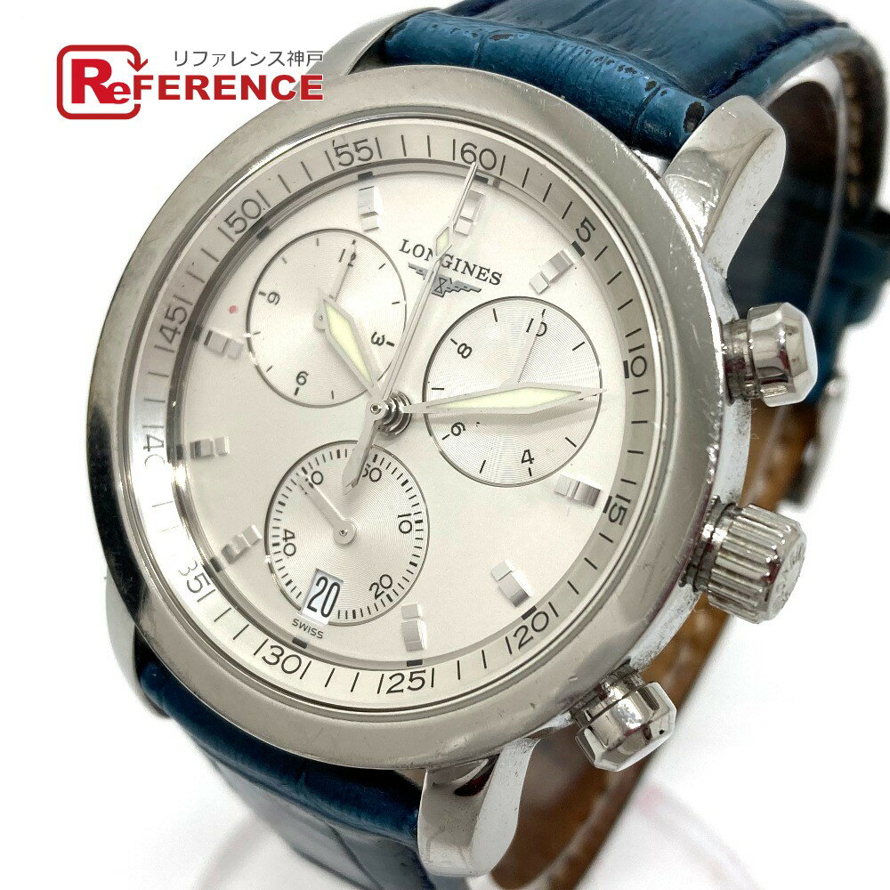 LONGINES ロンジン L2.663.4 ヘリテージ クロノグラフ デイト クォーツ 腕時計 SS /レザーベルト メンズ シルバー 【中古】