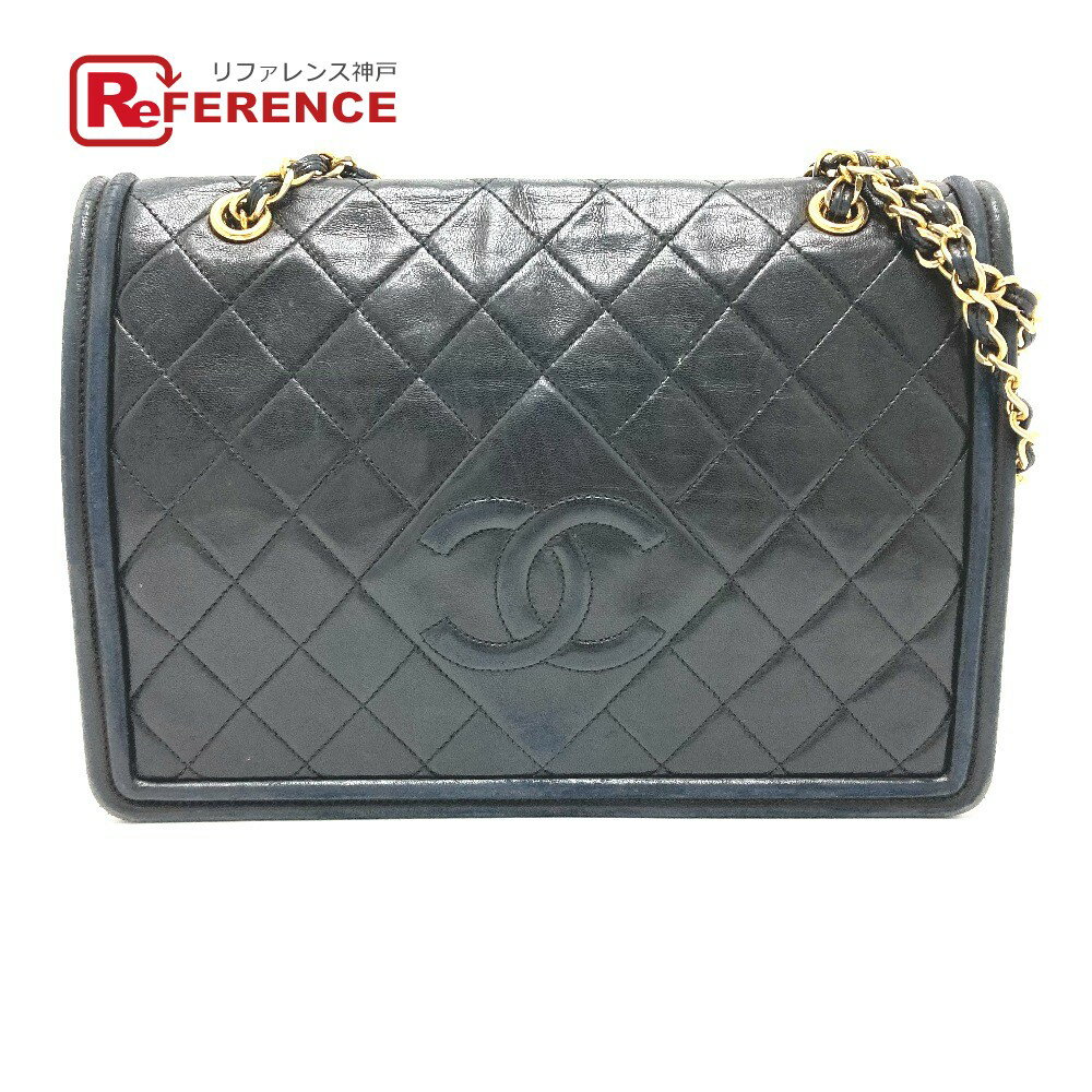 CHANEL シャネル CC ココマーク マトラッセ カバン Wチェーンバッグ ショルダーバッグ ラムスキン レディース ブラック 【中古】