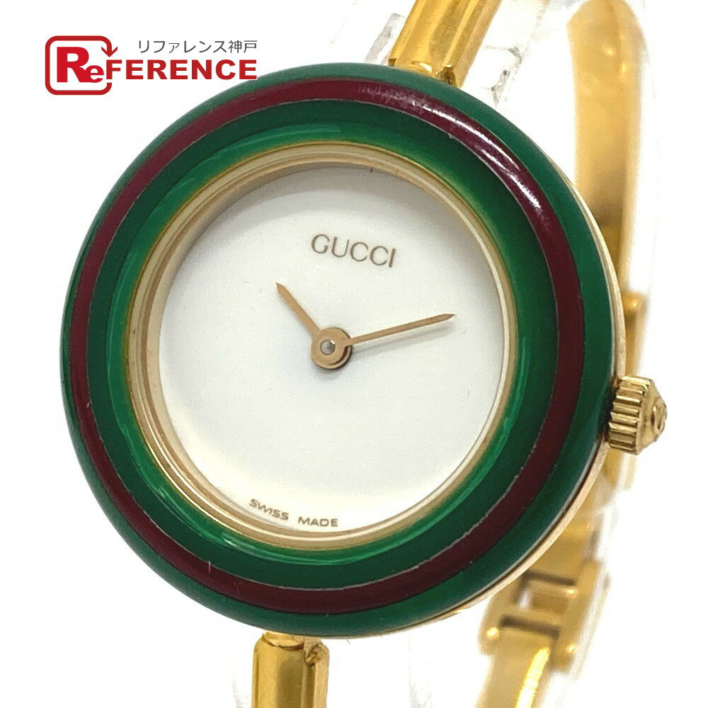 GUCCI グッチ 11/12.2 バングルウォッチ チェンジベゼル 全12種 クォーツ 腕時計 GP レディース ゴールド 【中古】