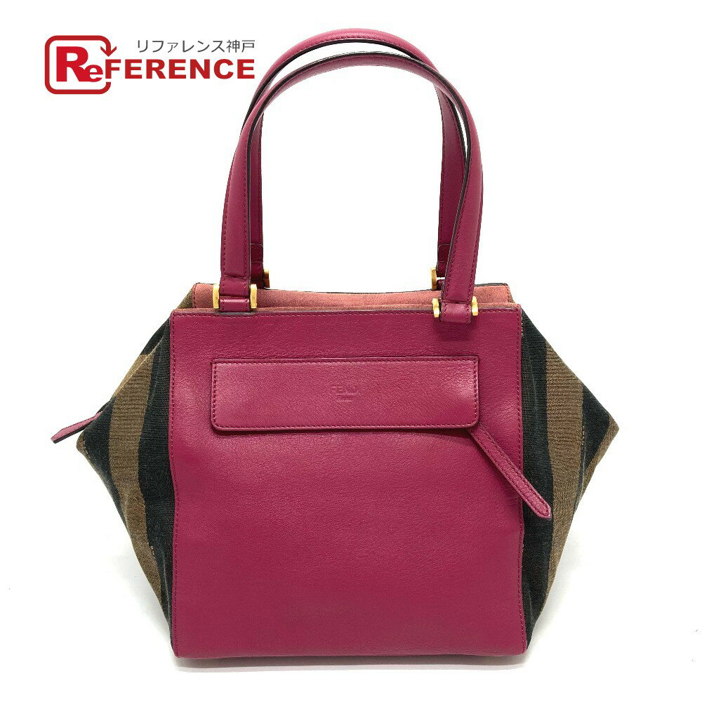 FENDI - FENDI フェンディ 8BN251 ペカン カバン ボストンバッグ ハンドバッグ レザー/キャンバス レディース ブラウン×パープル系 【中古】