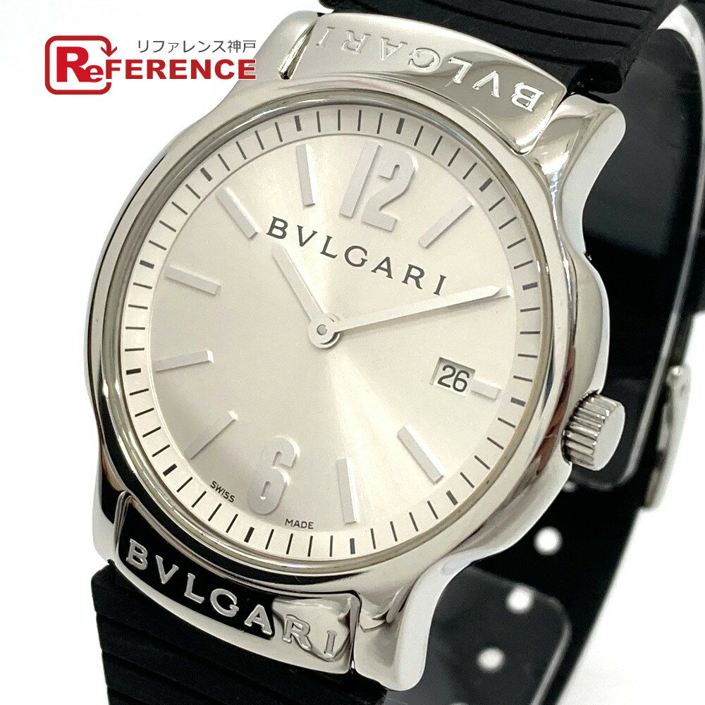 BVLGARI ブルガリ ST35S ソロテンポ クォーツ デイト 腕時計 SS /ラバーベルト ボーイズ シルバー 【中古】