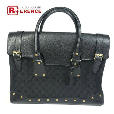 GUCCI グッチ 115531 スタッズ ボストンバッグ ラージ トートバッグ GGキャンバス/レザー レディース ブラック 【中古】