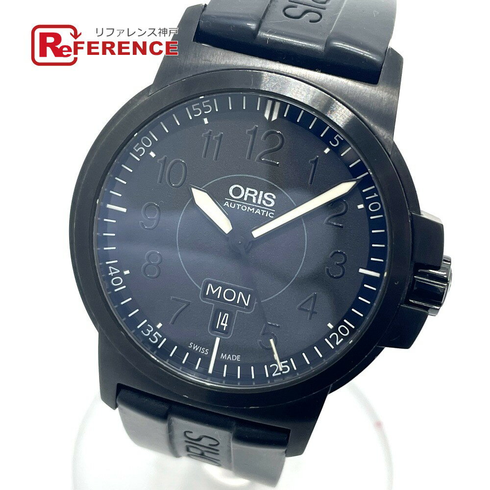 ORIS オリス 7641-47 デイデイト アドバンスド 自動巻き 腕時計 SS /ラバーベルト メンズ ブラック 【中古】