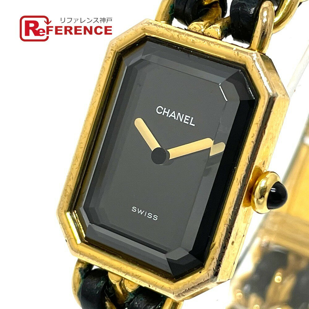 CHANEL シャネル H0001 プルミエール クオーツ 腕時計 GP /レザー レディース ゴールド ブラック×ゴールド 【中古】