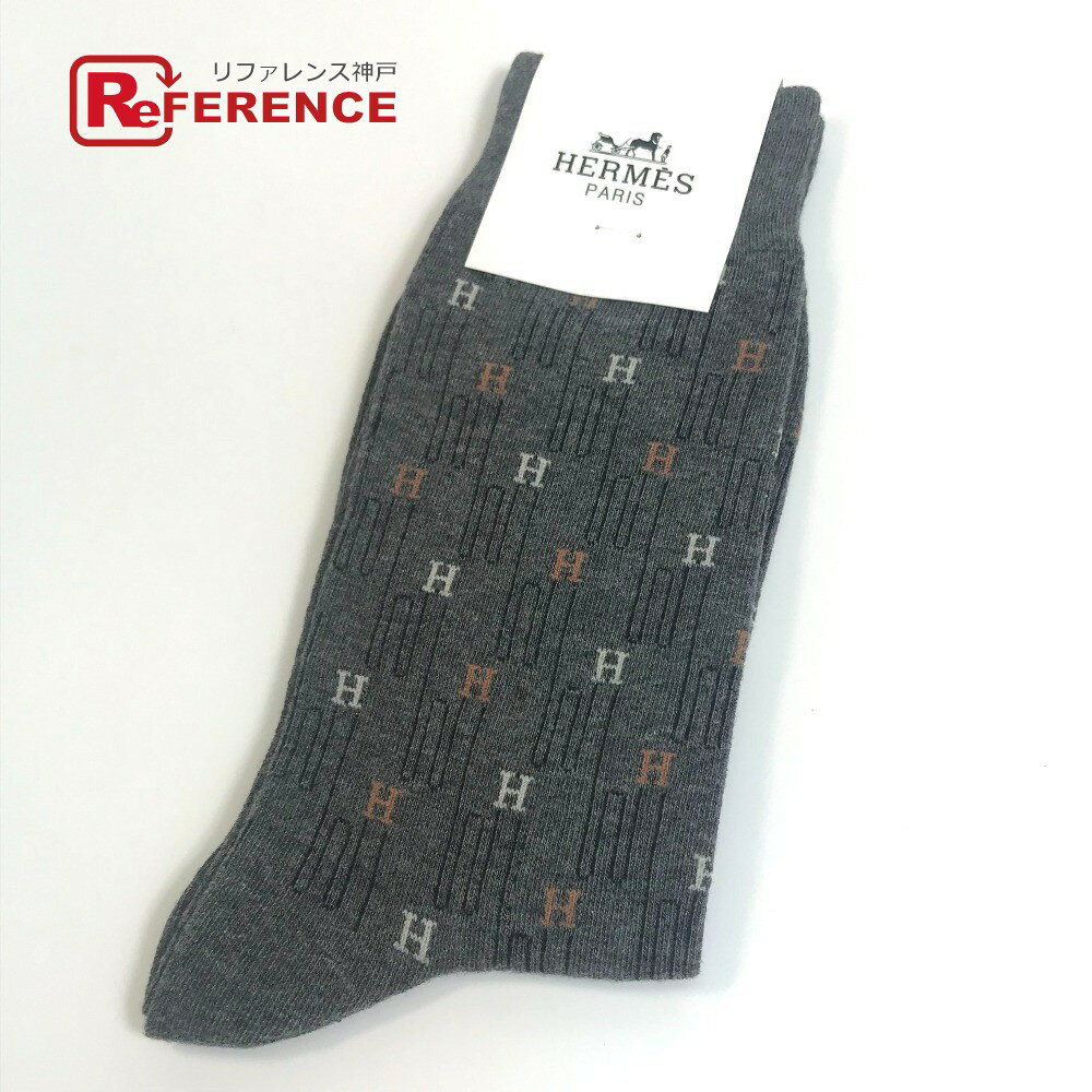 HERMES エルメス H総柄 ソックス 靴下 コットン メンズ グレー 未使用 【中古】のサムネイル