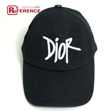 Dior ディオール STUSSYコラボ ベースボール 帽子 キャップ コットン ユニセックス ブラック 【中古】