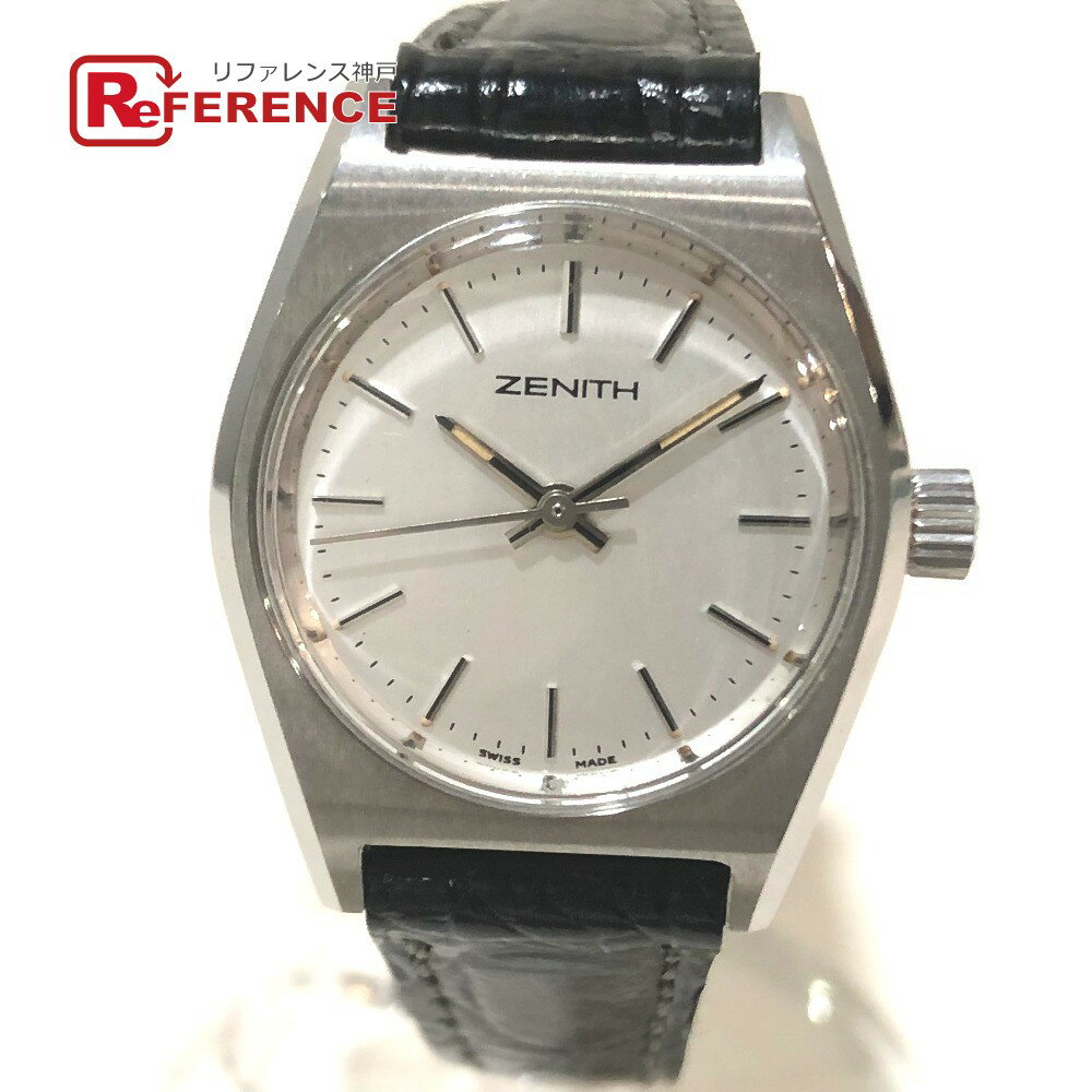 ZENITH ゼニス 01.0480.210 トノ—型 手巻き 腕時計 SS /レザーベルト レディース シルバー×ブラック 【中古】