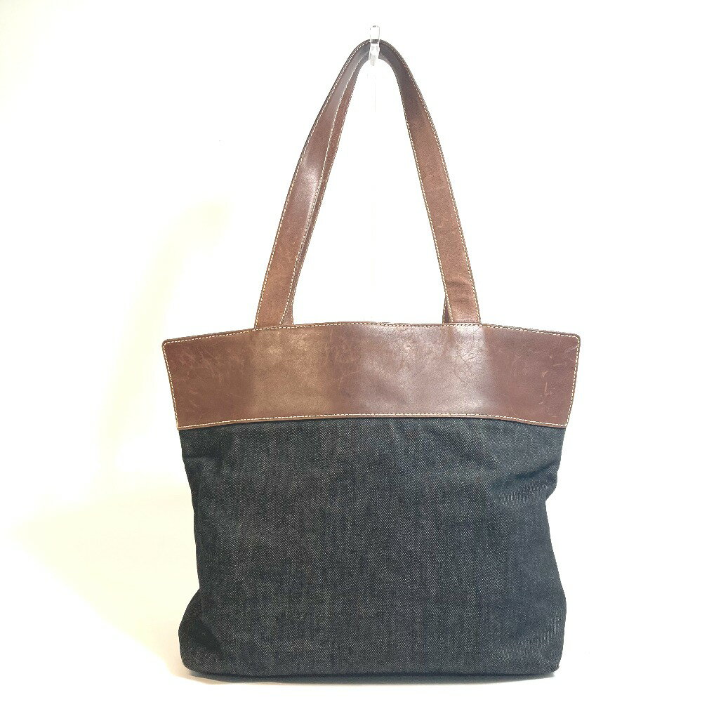 CHANEL シャネル CC ココマーク デニム トートバッグ キャンバス/レザー レディース ブルー×ブラウン 【中古】