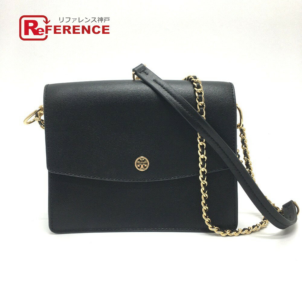 Tory Burch トリーバーチ ロゴ チェーン カバン ショルダーバッグ レザー レディース ブラック 【中古】