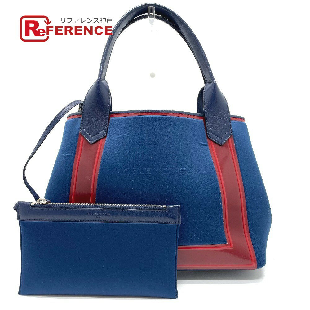 BALENCIAGA バレンシアガ 339933 ポーチ付き ネイビー カバS ハンドバッグ トートバッグ ナイロン/レザー ユニセックス ブルー 【中古】のサムネイル
