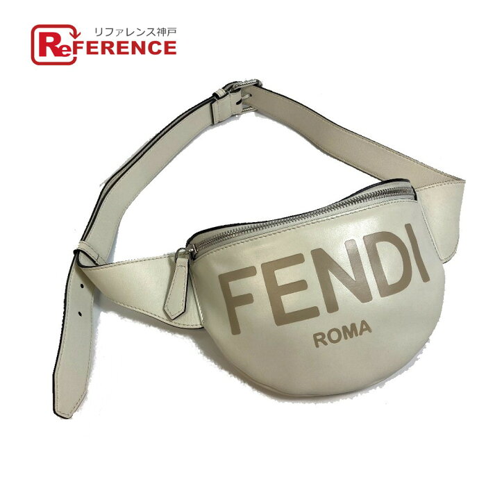 FENDI フェンディ 7VA525 ロゴ ボディバッグ ウエストバッグ レザー ユニセックス ホワイト系 【中古】